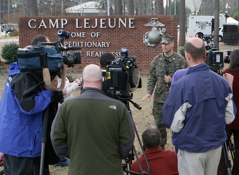 press conference at camp lejeune